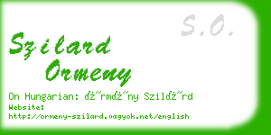 szilard ormeny business card